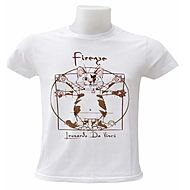 T-shirt Firenze con Illustrazione di Gatto in Stile Da Vinci