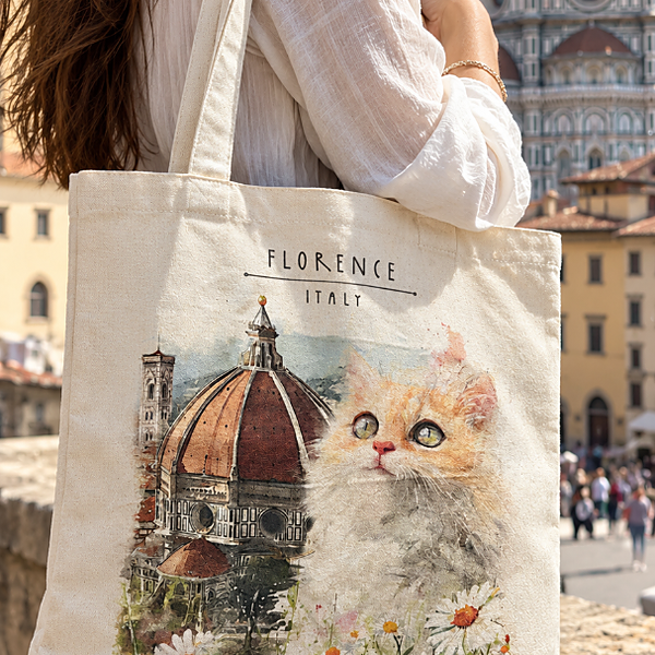 Borsa a Tracolla con Stampa di Gatti - Design di Firenze Italia