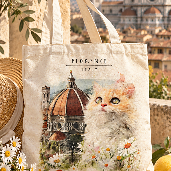 Borsa a Tracolla con Stampa di Gatti - Design di Firenze Italia