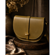 Borsa a tracolla in pelle verde oliva con patta