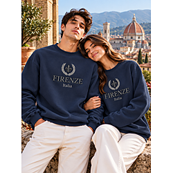 Felpa con colletto a girocollo ricamata Firenze Italia Premium Unisex – Taglie S-XXL