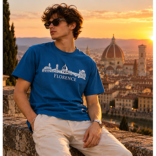 T-Shirt Skyline Blu - Design Firenze