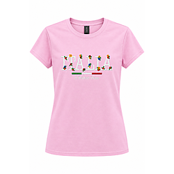 T-Shirt Italia Ricamata Rosa
