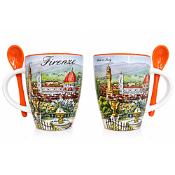 Tazza da caffè con paesaggio urbano italiano - Design elegante