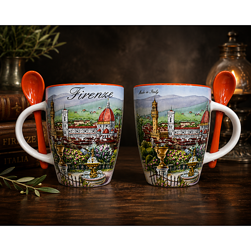 Tazza da caffè con paesaggio urbano italiano - Design elegante