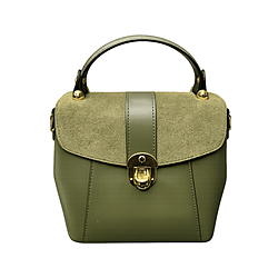 Elegante borsa in pelle verde oliva