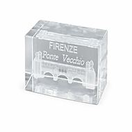 Firenze Ponte Vecchio Blocco di Cristallo 3D Inciso al Laser Souvenir