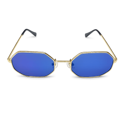 Octagonal sunglasses with blue lenses