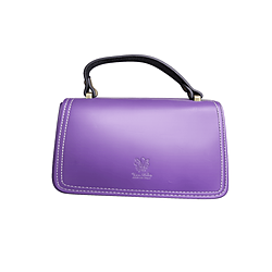 Borsa di pelle viola con manico nero