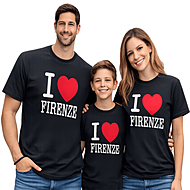 Smiling family with I love  Firenze t-shirt
