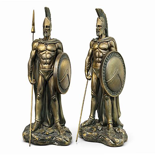 Statua del Guerriero Spartano Figurina in Bronzo Soldato Greco
