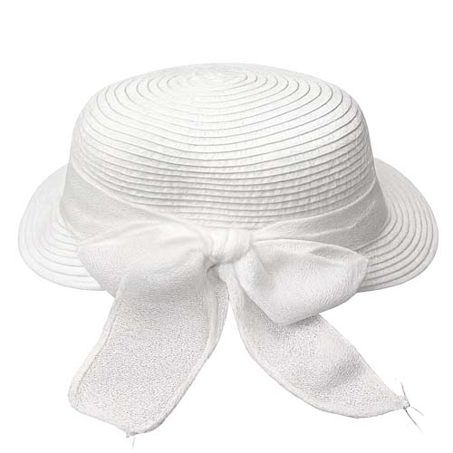 Cappello di paglia con fiocco bianco