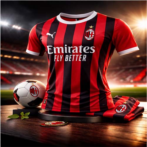 AC Milan Football Shirt | Red Black Home Jersey