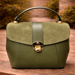 Elegant olive green leather bag