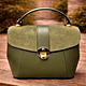 Elegante borsa in pelle verde oliva