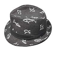 Cappello Fedora con ricamo di squalo
