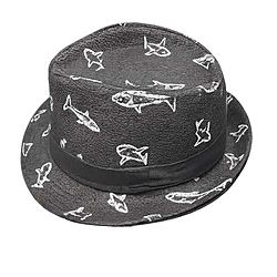 Cappello Fedora con ricamo di squalo