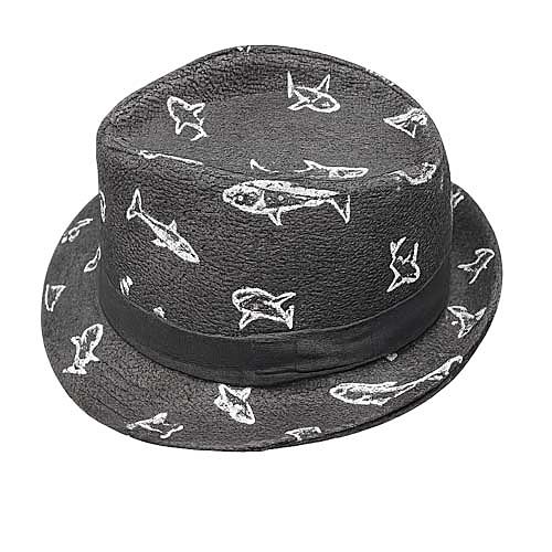 Cappello Fedora con ricamo di squalo