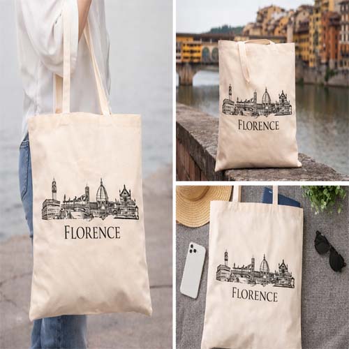 Florence Italy Canvas Tote Travel Souvenir Bag