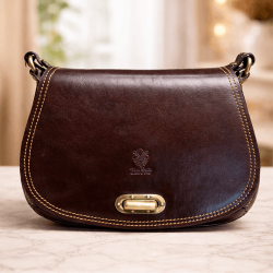 Leather bag with antique buckle