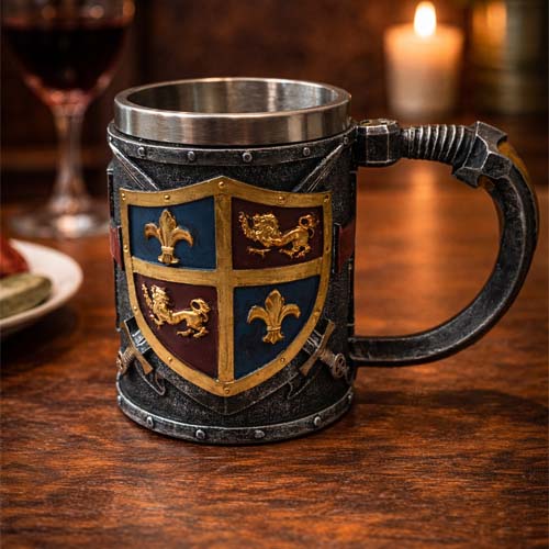Medieval mug with heraldic shield