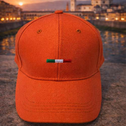 Orange cap with Italian flag