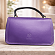 Borsa di pelle viola con manico nero