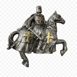 Medieval Crusader Knight on Horseback Statue