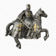 Medieval Crusader Knight on Horseback Statue