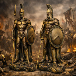 Spartan Warrior Statue Bronze Greek Soldier Figurine
