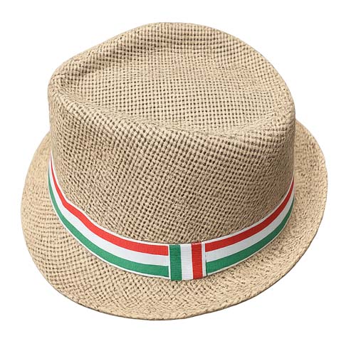 Straw hat with tricolor ribbon