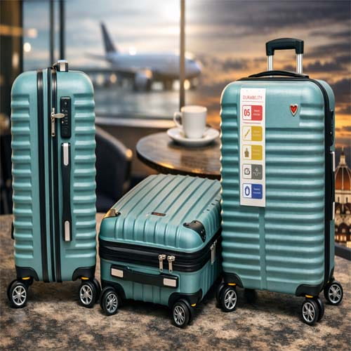 Teal Hard Shell Travel Suitcase with Spinner Wheels