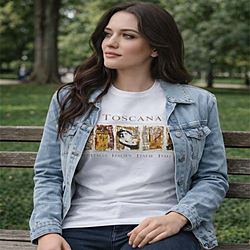 Tee con Stampa Landmark Vintage Toscana Italia