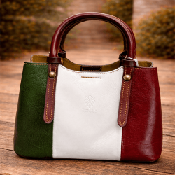 Tricolor bag in Italian leather