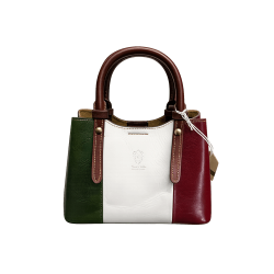 Tricolor bag in Italian leather