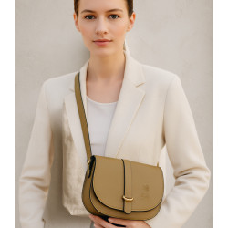 Elegant Olive Leather Flap Shoulder Handbag