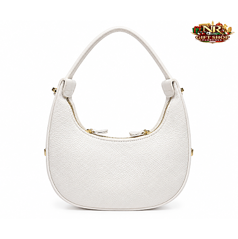 Borsa a spalla a mezzaluna bianca elegante