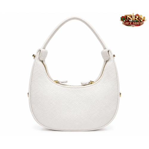 Borsa a spalla a mezzaluna bianca elegante