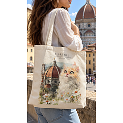 Borsa a Tracolla con Stampa di Gatti - Design di Firenze Italia