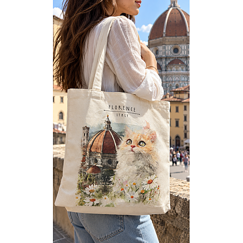 Borsa a Tracolla con Stampa di Gatti - Design di Firenze Italia