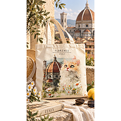 Borsa a Tracolla con Stampa di Gatti - Design di Firenze Italia