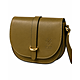 Borsa a tracolla in pelle verde oliva con patta