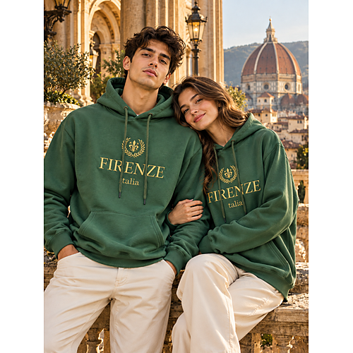 Felpa con cappuccio grafica ricamata Firenze Italia
