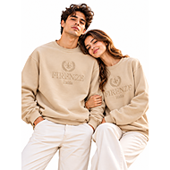 Firenze Italia Felpa con Collo Alto Ricamata di Lusso - Taglie Unisex S-XXL