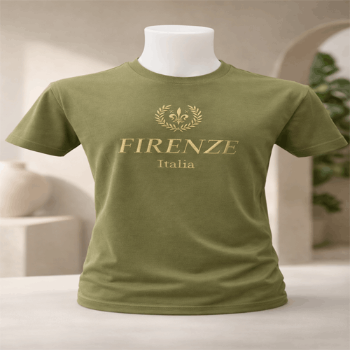 Stile e Comfort: T-Shirt Firenze Italia in Oliva per Te!