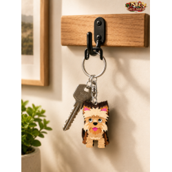 Portachiavi in Legno con Ciondolo Yorkshire Terrier