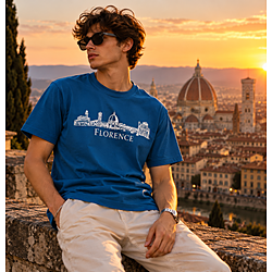 T-Shirt Skyline Blu - Design Firenze