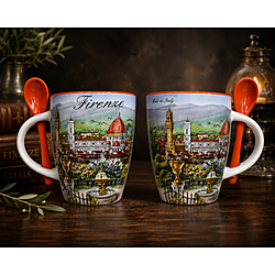 Tazza da caffè con paesaggio urbano italiano - Design elegante