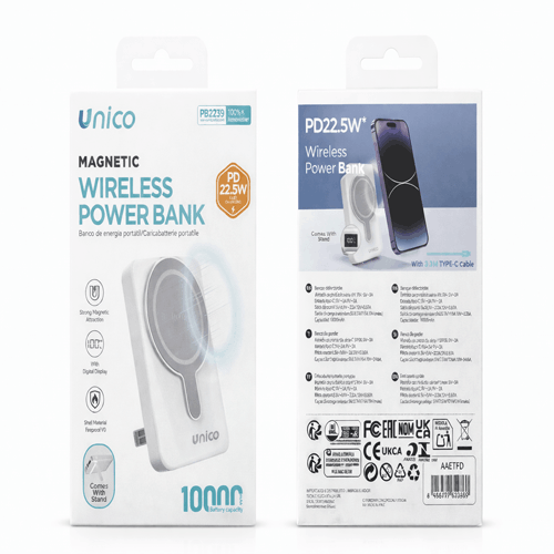 Ricarica veloce e senza fili con il power bank Unico da 10000mAh!