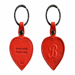 Portachiavi a Cuore in Pelle Italiana Vintage Rosso